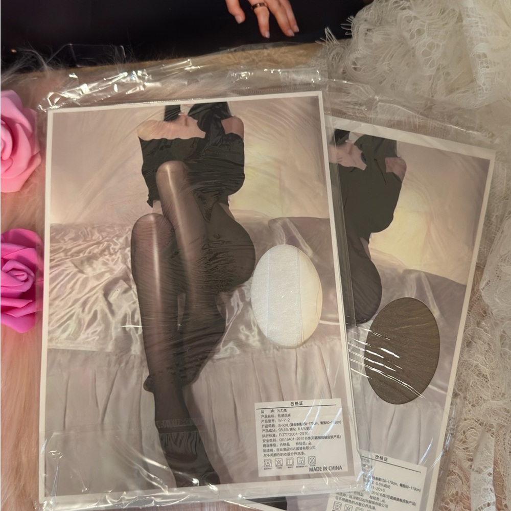 Sexy bright silk Sheer  Tights - (crotchless)